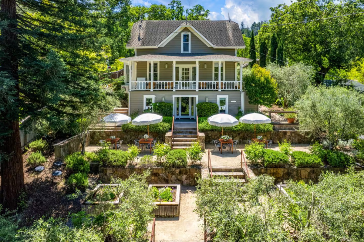 Aerial view of our Calistoga Victorian estate